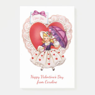 Vintager Valentinstext Nachhinweise Post-it Klebezettel