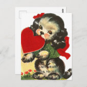 Vintager Valentinwelpen Postkarte (Vorne/Hinten)