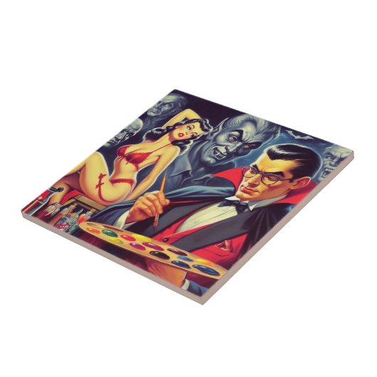 Vintager Vampir und Button Up Fliese (Seite)