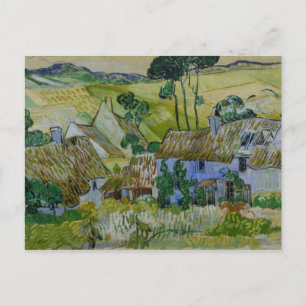 Vintager Van Gogh hat Hütten durch einen Hügel gej Postkarte