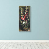 Vintager Van Gogh Vase mit Hollyhocks Leinwanddruck (Insitu (Holzboden))