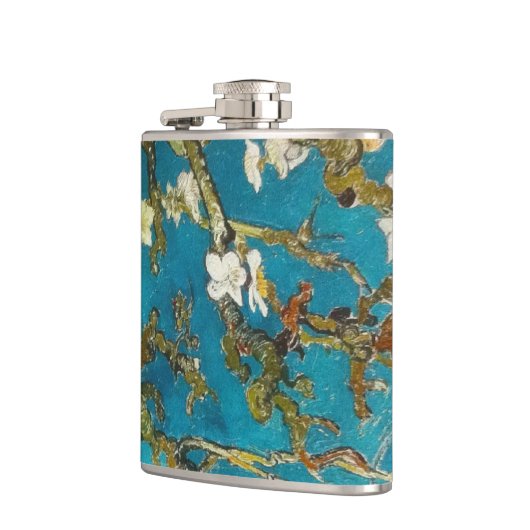 Vintager Van- Goghtürkis-blühender Baum Flachmann (Links)