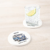 Vintager Van in Delft Blue individuell anpassbar Getränkeuntersetzer (Seite)