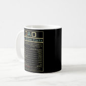 Vintager Vater Ernährung Facts Funny Vaters Day  Kaffeetasse (Vorderseite Links)