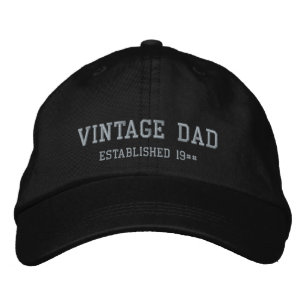 Vintager Vater Est. 19## Schwarz und Grau Bestickte Baseballkappe