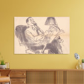 Vintager Vater in Zeitungen Leinwanddruck (Insitu (Wohnzimmer))