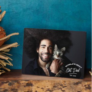 Vintager Vater Tag Beste Katze Vater Foto Fotoplatte