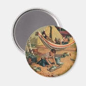 Vintager Vater und Sohn Camping, glücklicher Vater Magnet (Vorderseite/Rückseite)