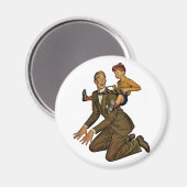 Vintager Vater und Sohn, lustiger, Alberner Vater Magnet (Vorderseite/Rückseite)