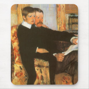 Vintager Vater und Sohn Portrait von Mary Cassatt Mousepad