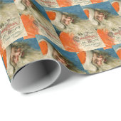 Vintager Vater Weihnachten Blue Collage Ephemera Geschenkpapier (Rolleneckpunkt)