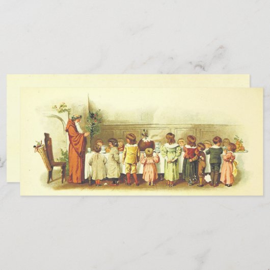 Vintager Vater Weihnachten Gebet mit Kindern (Vorne/Hinten)