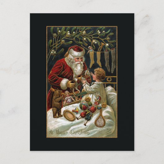 Vintager Vater Weihnachten Geschenke für Kinder Postkarte (Vorderseite)