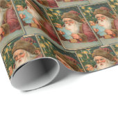 Vintager Vater Weihnachten Grüne Collage Ephemera Geschenkpapier (Rolleneckpunkt)