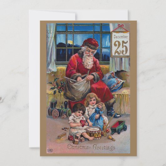 Vintager Vater Weihnachten mit Kindern (Vorderseite)