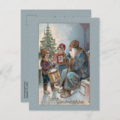 Vintager Vater Weihnachten mit Kindern Postkarte (Vorne/Hinten)