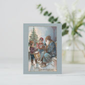 Vintager Vater Weihnachten mit Kindern Postkarte (Stehend Vorderseite)