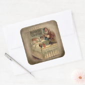Vintager Vater Weihnachten mit Schlafkindern Quadratischer Aufkleber (Umschlag)