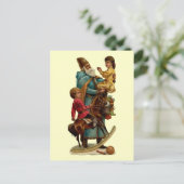 Vintager Vater Weihnachten Postkarte (Stehend Vorderseite)