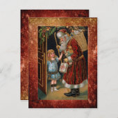 Vintager Vater Weihnachten und Holly Postkarte (Vorne/Hinten)