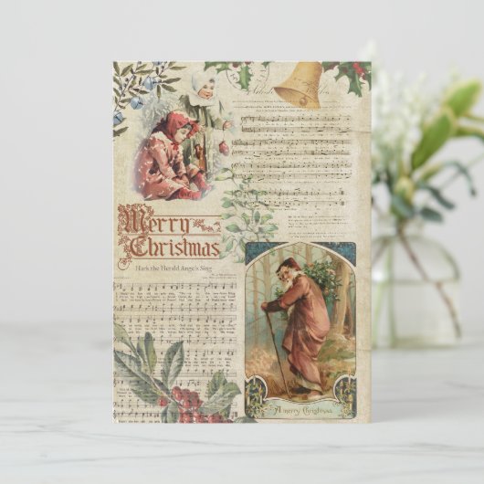 Vintager Vater Weihnachten und Musik Ephemera (Stehend Vorderseite)