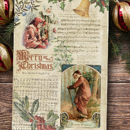 Vintager Vater Weihnachten und Musik Ephemera Seidenpapier