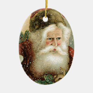 Vintager Vater Weihnachten Weihnachtsmann Illustra Keramik Ornament
