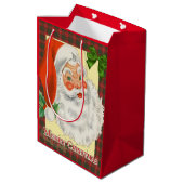 Vintager Vater Weihnachts Retro Mittlere Geschenktüte (Rückseite Schrägansicht)