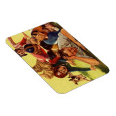 Vintager Vatertag, Fußballkinder und Familienhund Magnet (Rechte Seite)