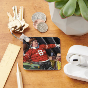 Vintager Vatertag, Sportfußball-Vater und Sohn Schlüsselanhänger