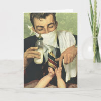 Vintager Vatertag, Vater, dem Baby eine Flasche ge