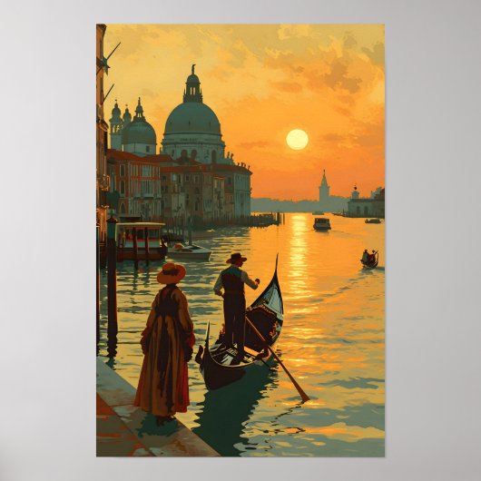 Vintager Venedig-Sonnenuntergang Poster (Vorne)