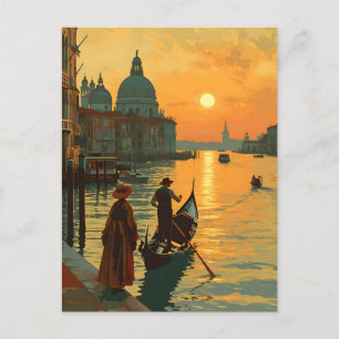 Vintager Venedig-Sonnenuntergang Postkarte