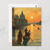 Vintager Venedig-Sonnenuntergang Postkarte (Vorne/Hinten)