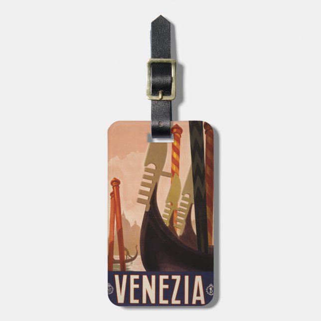 Vintager Venezia (Venedig) kundenspezifischer Gepäckanhänger (Vorderseite vertikal)