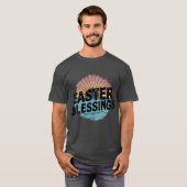 Vintager verblassener Sonnenuntergang Ostersegnung T-Shirt (Vorne ganz)