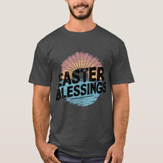 Vintager verblassener Sonnenuntergang Ostersegnung T-Shirt (Vorderseite)