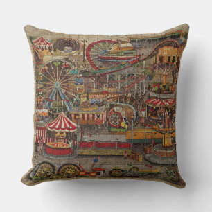 Vintager Vergnügungspark Mosaik Kissen