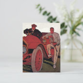 Vintager Verkehr Männer Antike Cabrio Postkarte (Stehend Vorderseite)
