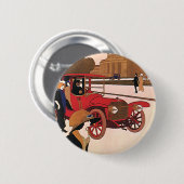 Vintager Verkehr, roter antiker Automobil Button (Vorne & Hinten)