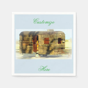 Vintager, verwitterter Holzwagen Serviette