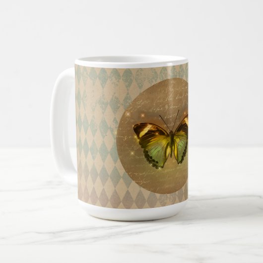 Vintager verzauberter Schmetterling Kaffeetasse (Vorderseite Links)