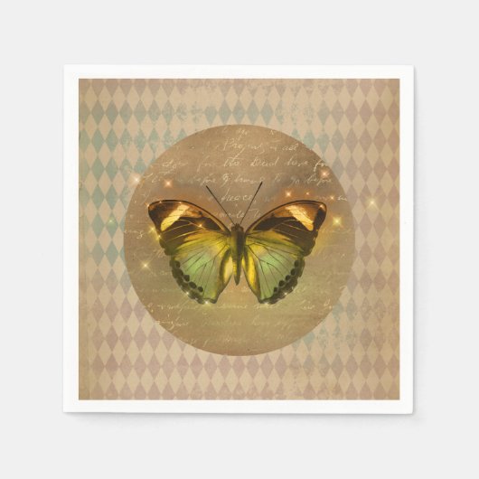 Vintager verzauberter Schmetterling Serviette (Vorderseite)