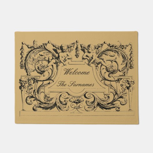 Vintager Verzierter französischer barocker Rokoko Fußmatte (Vorderseite)