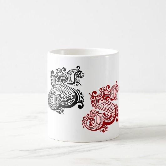 Vintager Verzierter Letter-S-Monogramm Kaffeetasse