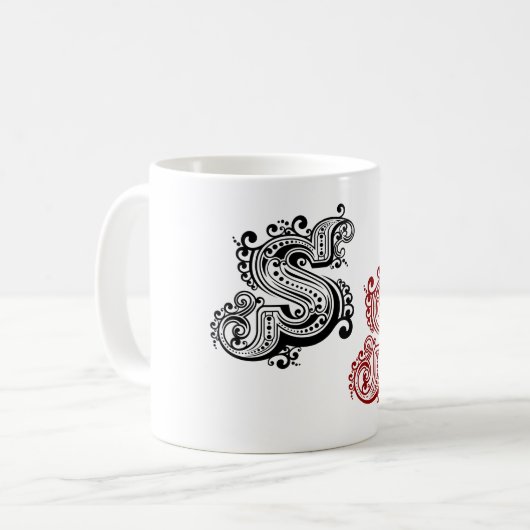Vintager Verzierter Letter-S-Monogramm Kaffeetasse (Vorderseite Links)