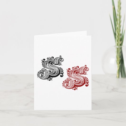 Vintager Verzierter Letter-S-Monogramm Karte (Vorderseite)