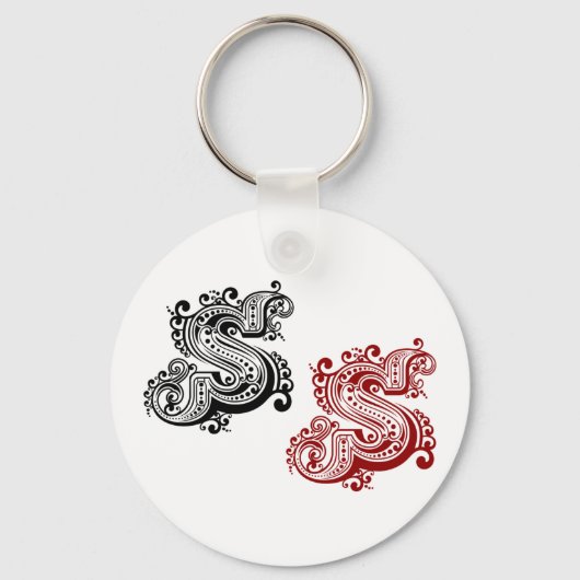 Vintager Verzierter Letter-S-Monogramm Schlüsselanhänger (Vorderseite)