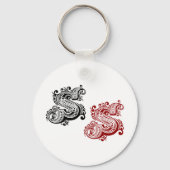 Vintager Verzierter Letter-S-Monogramm Schlüsselanhänger (Rückseite)