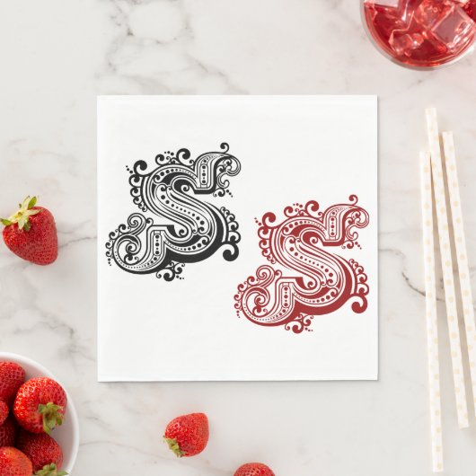 Vintager Verzierter Letter-S-Monogramm Serviette (Beispiel)